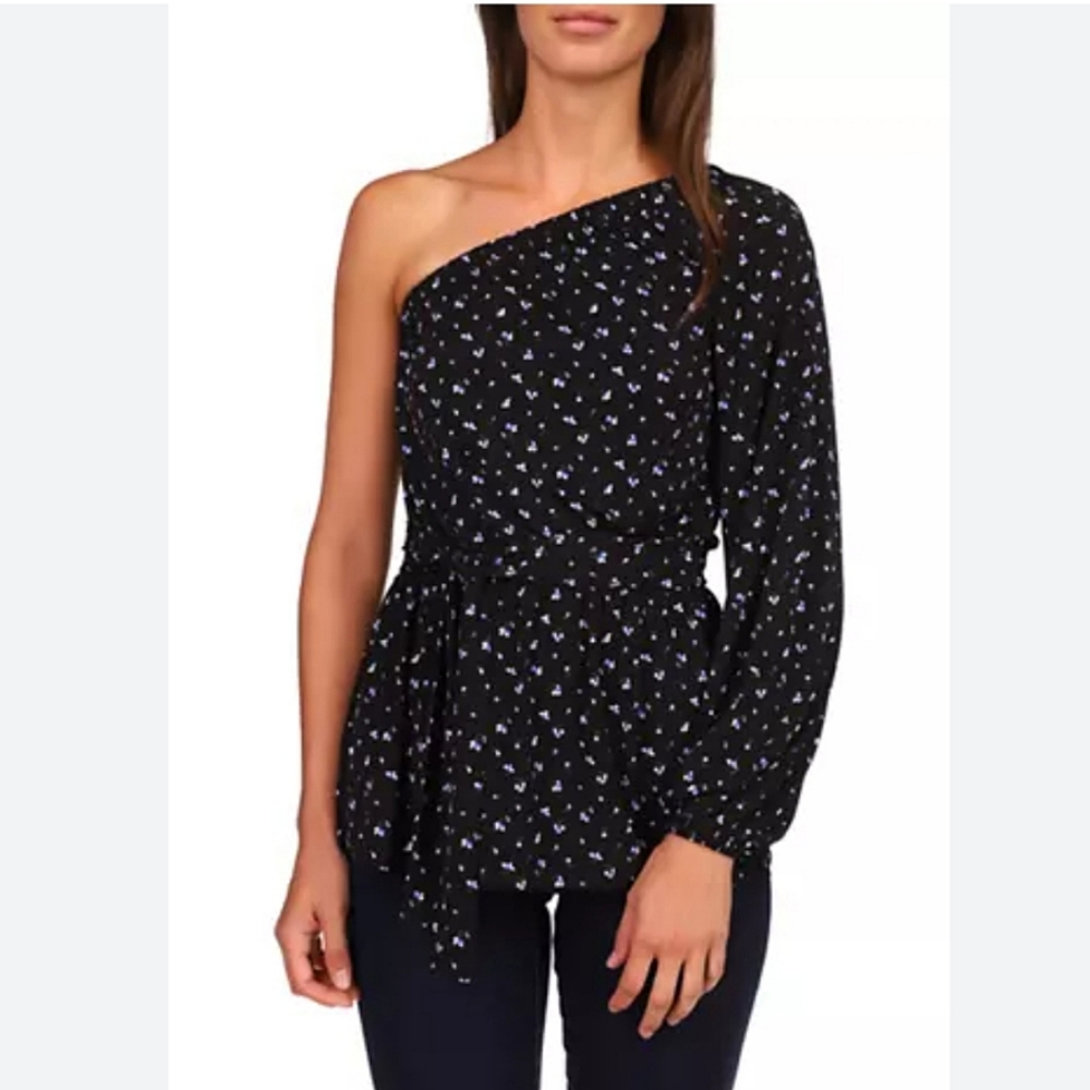 Michael Kors One SHoulder Tie Waist Tunic Top